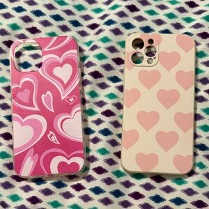Pink Heart Pattern iPhone 12 Pro Case 2 Pack